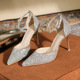 96101-9 High Heel Sandals for Women 2023 Spring/Summer New Fashion Pointed Thin Heel Hollow Women's Sandals