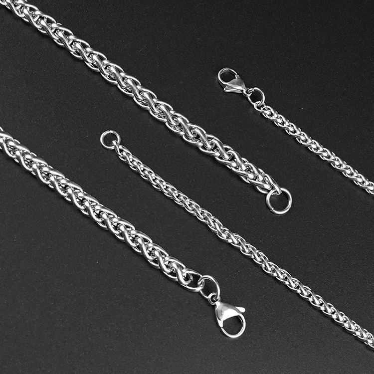 Collier simple en acier inoxydable pour hommes et femmes, collier cool en chaîne de panier de fleurs en acier titane, droit_voghion.com