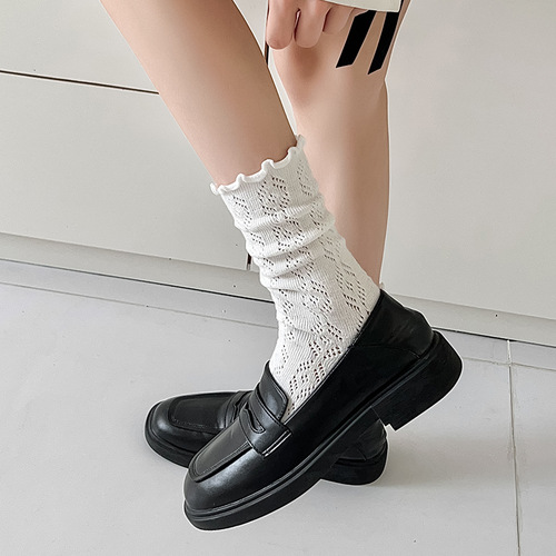 Japanese sweet fungus lace socks for women spring and autumn hollow mesh cute girly style JK Mary Jane pile socks