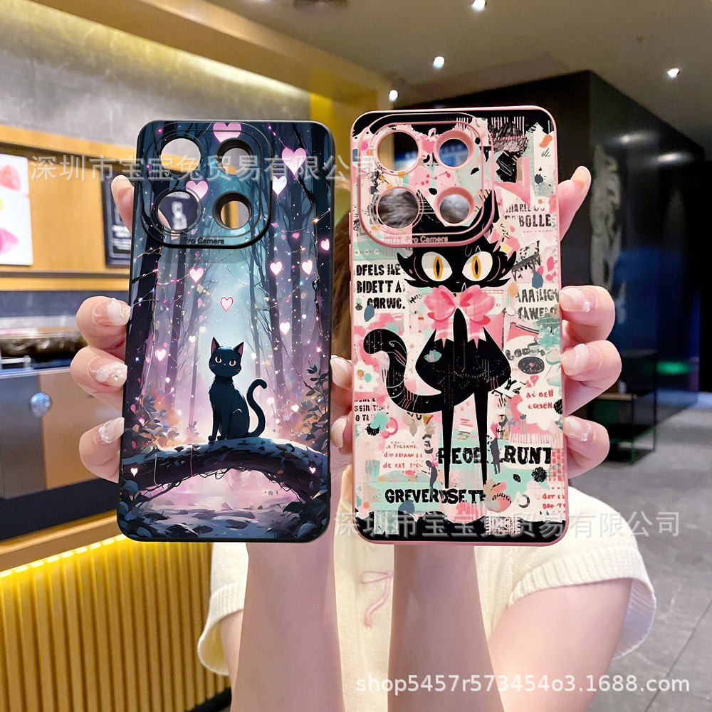 Suitable for Redmi Note 10 Pro Protective Case Black Cat Heart Pupil Eye Mobile Phone Protective Case