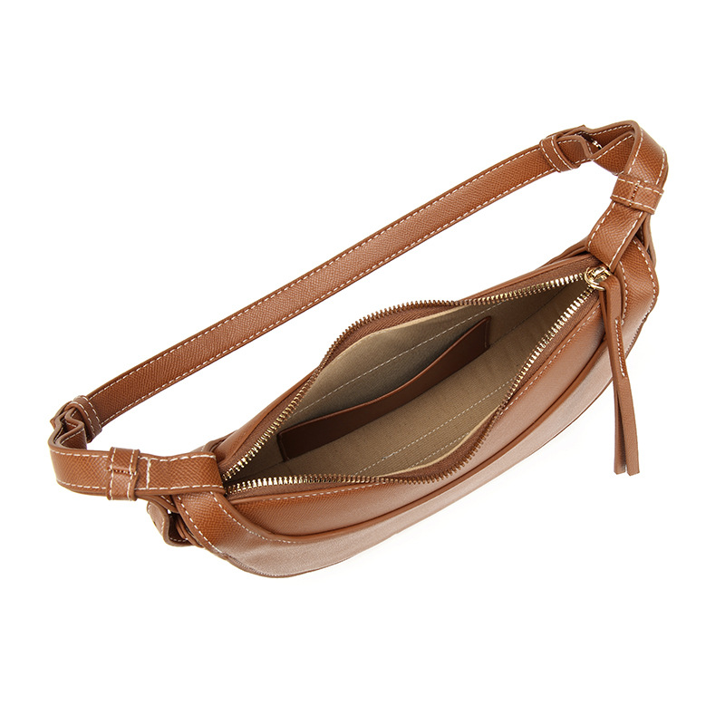 Women's French Niche Design 2025 New Dumpling Bag Crescent Bag Soft Leather Underarm Bag Versatile Crossbody Bag - Thumbnail 4