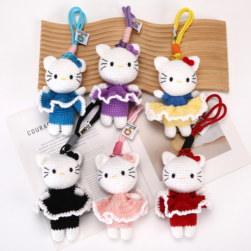 Finished Woven Ktm Keychain Girly Heart Kitty Cat Pendant Couple School Bag Pendant Creative Gift Wholesale Finished Woven Ktm Keychain Girly Heart Kitty Cat Pendant Couple School Bag Pendant Creative Gift Wholesale