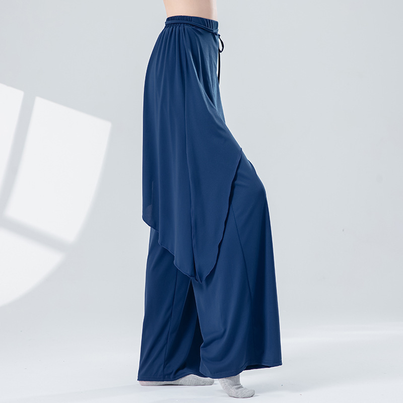 现代舞蹈服女新款屁帘飘片系带宽松阔腿裤成人古典舞练功形体裤子|undefined