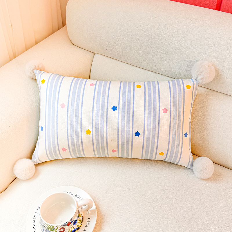 Lucky Little Pig Almohada de dopamina Funda de almohada Sofá de sala de estar Almohada de cintura abstracta con estampado de cabecera Bola de pelo