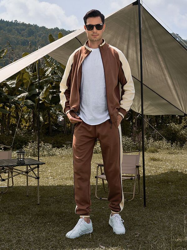 European and American Men's Suits Autumn Long-Sleeved Sweatshirts Large Size Sportswear Men's Two-Piece Casual Cross-Border Wholesale