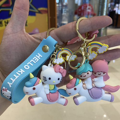 Cute Cartooon Sanrio Plush Doll Kuromi Keychain Creative Cartoon Figure Ornament Gift Mobile Phone Doll