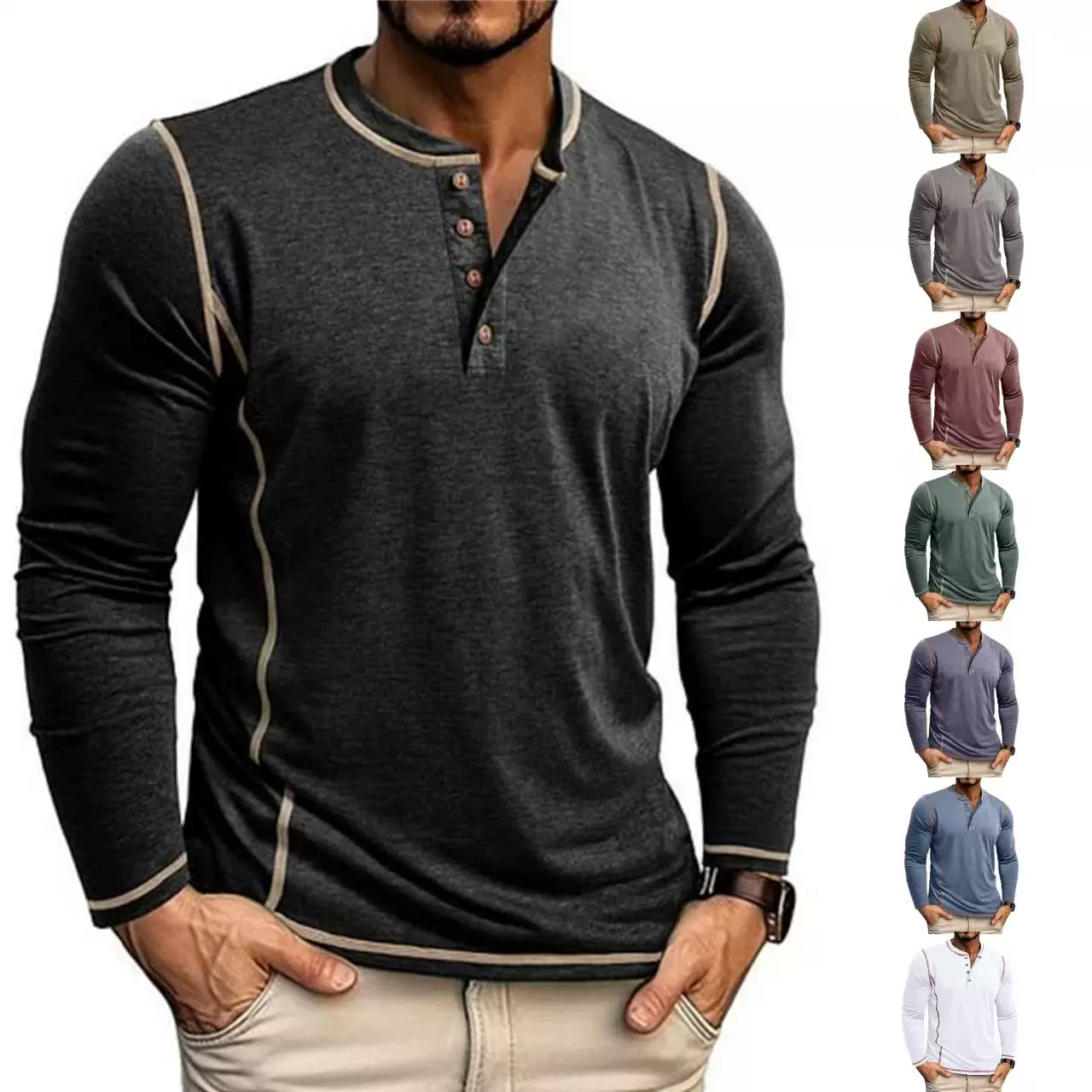 2025夏季新款外贸亚马逊独立站跨境欧美短袖立领t恤男士衬衫上衣