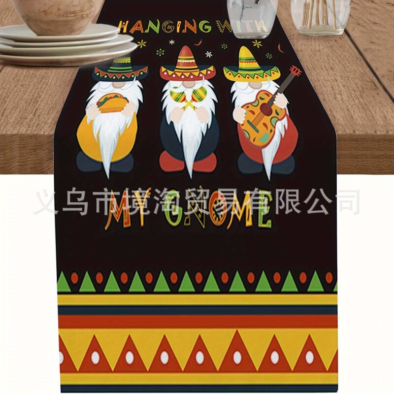 アマゾンの人気メキシコカラーレトロ曼荼羅花亜麻テーブル旗食卓家庭装飾キッチンテーブル旗|undefined