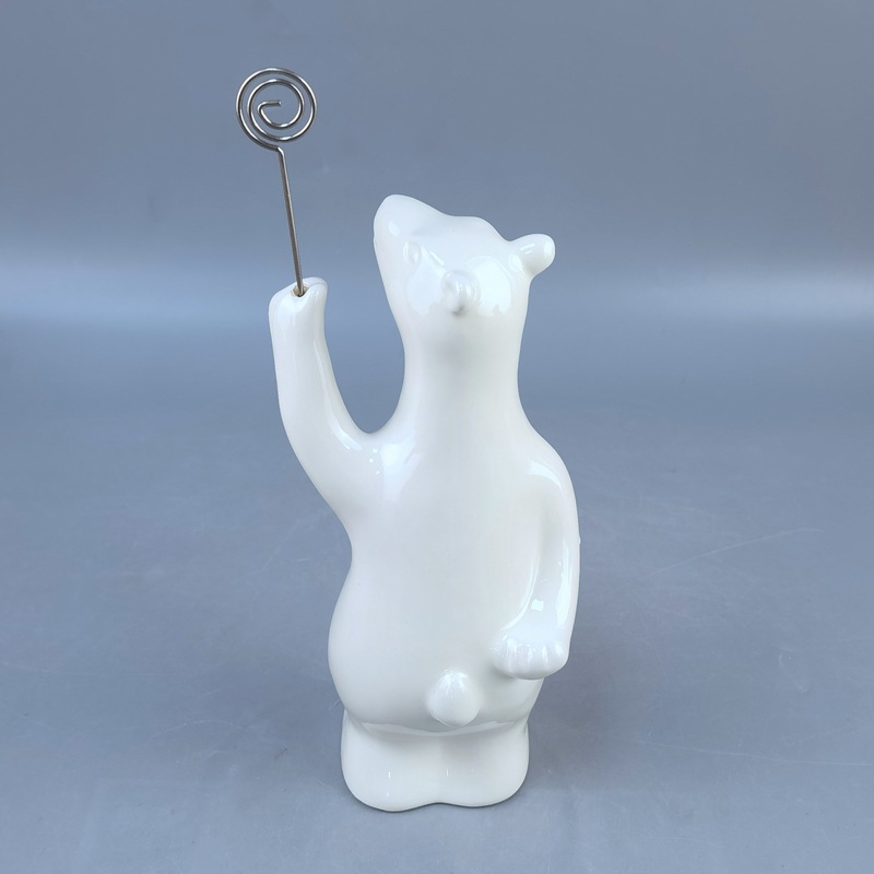 Estrictamente seleccionado nórdico creativo oso blanco cerámica marido navideño muñeco de nieve tarjetero oficina vaca carpeta de mensajes