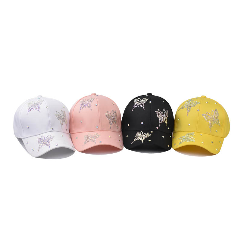 Nuevo cuatro estaciones clásico rhinestone mariposa gorra de béisbol hombres y mujeres moda protección solar sombrero transpirable casquillo enarbolado