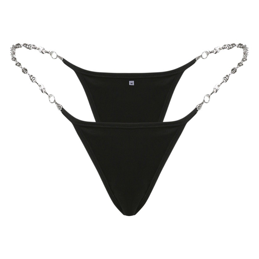 Moda europea y americana transfronteriza nueva ropa de mujer de color sólido cadena T pantalones sexy ropa interior de mujer de metal Tanga tentación