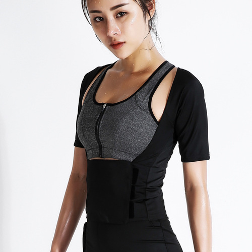 Women's Yoga Short-Sleeve Sweat Suit, 9/10 Length Athletic Running Sweatshirt Outerwear, Heavy Sweat Suit Set