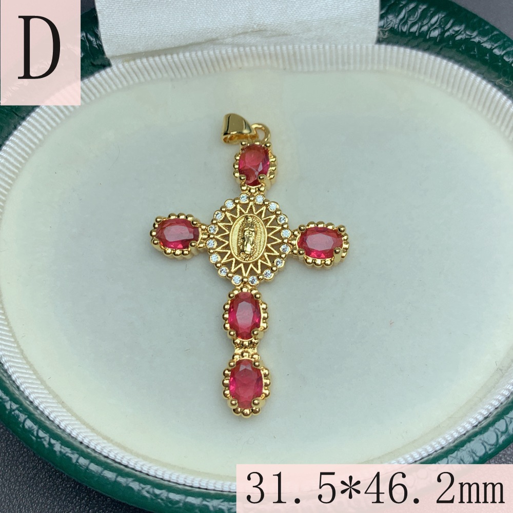 1 Piece 31.5*46.2mm Copper Zircon 18K Gold Plated Cross Polished Pendant display picture 10