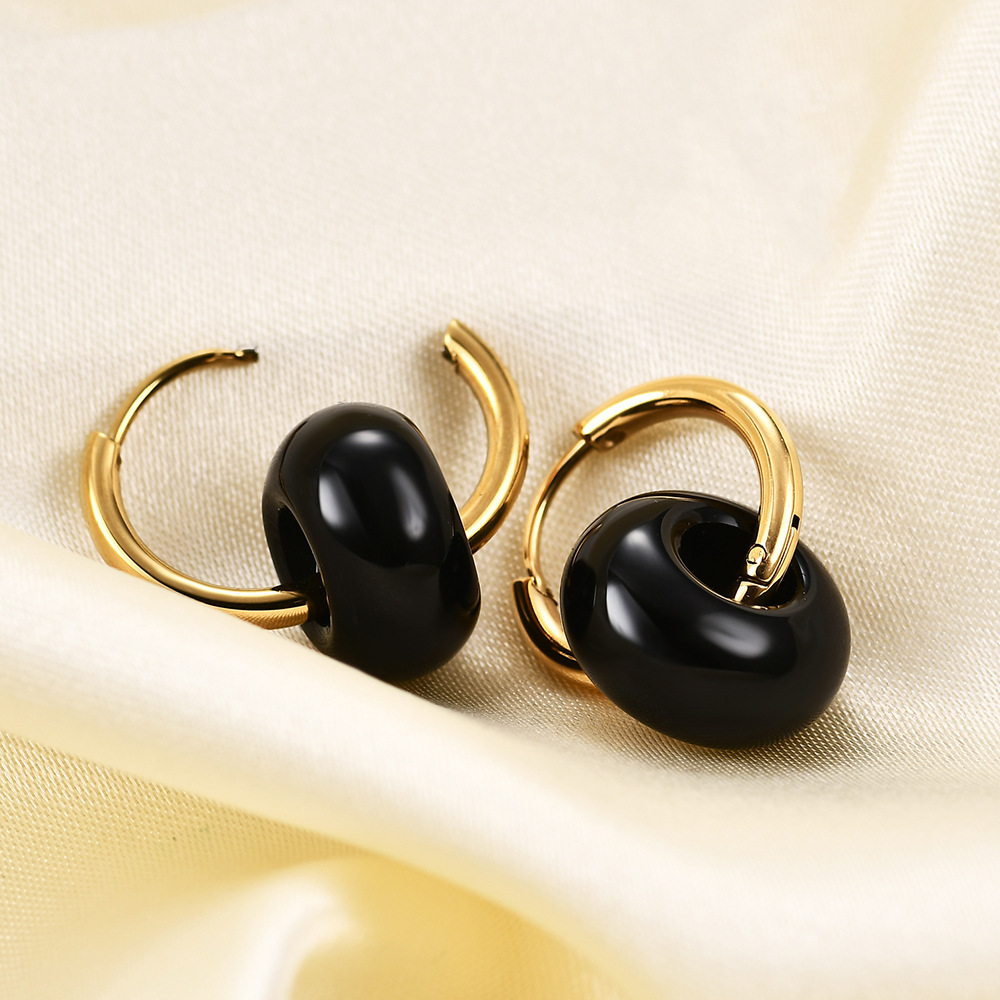 Retro Round Stainless Steel Drop Earrings 1 Pair