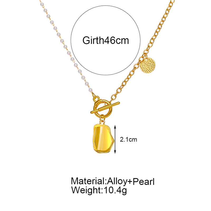 wholesale fashion pearl pendant OT buckle stitching alloy necklace Nihaojewelry