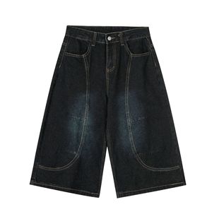 New 2025 Street Fashion Men's Solid Color Casual Cropped Pants Trendy Straight Shorts Wholesale Direct Source 55