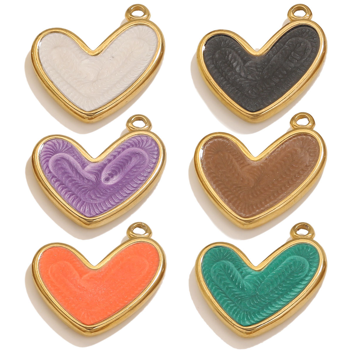 Heart Shape Pattern 1 Piece 304 Stainless Steel PVD Coated Real Gold Plated Heart Shape Pendant Pendant