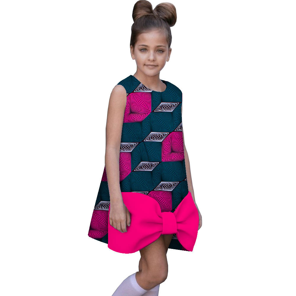 跨境货源非洲印花女童连衣裙无袖民族童装一件代发