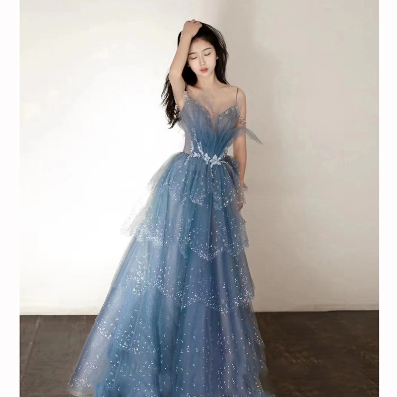 Evening Dress Style Light Luxury Sling Princess at large Annual Meeting Dress Hostess Niche Adult Ceremony Evening Dress