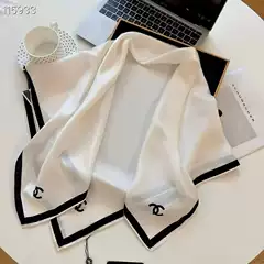 Chanel-Style Printed Women's 90cm Large Square Silk Scarf Wrap Lightweight Spring Autumn Fashion Shawl Live Streaming Scarf