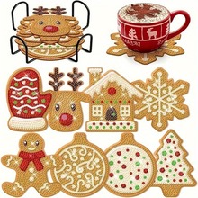 5Ddiy手工亚克力杯垫圣诞节创意钻石画水晶餐垫批发圆形支架