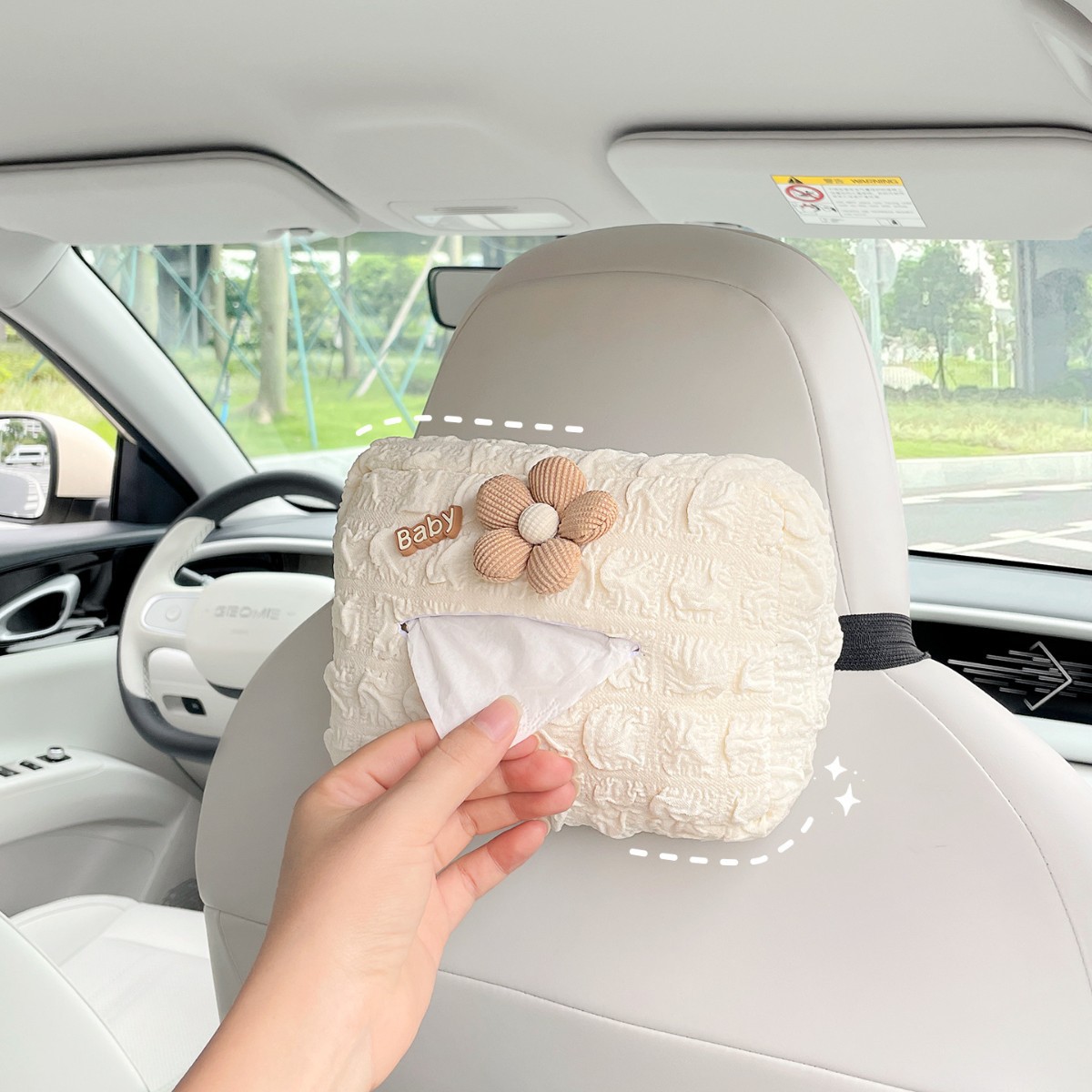 Car Tissue Box, Car Tissue Box, Armrest Box, Sun Visor, Seat Hanging, Cute, Simple, High-End Paper Bag for Women