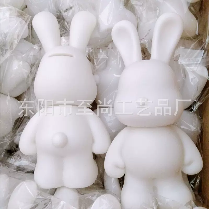 现货新品流体兔白胚批发 暴力流体熊涂鸦公仔存钱罐手工制作搪胶