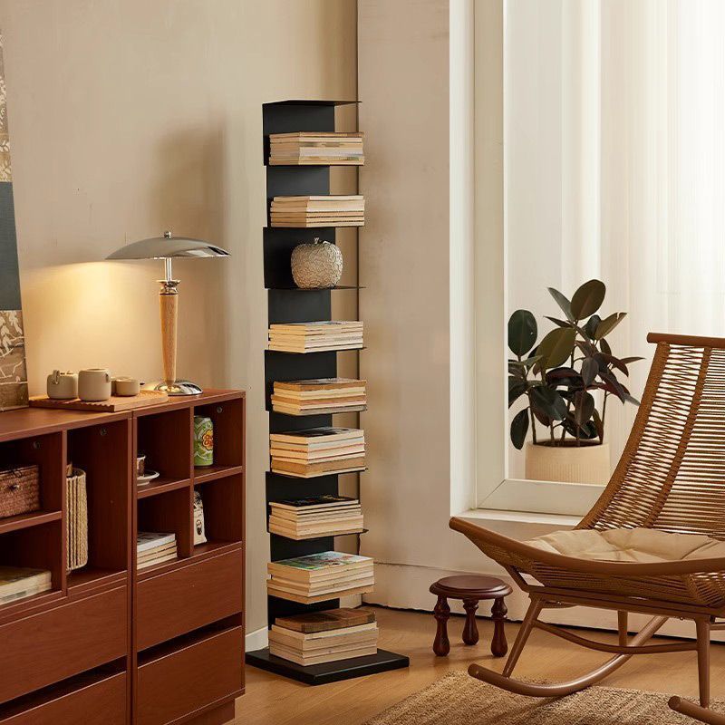 Nordic Internet Celebrity Invisible Creative Wrought Iron Corner Simple Bookshelf Floor-Standing Storage Rack Living Room Home Bookcase Storage Rack