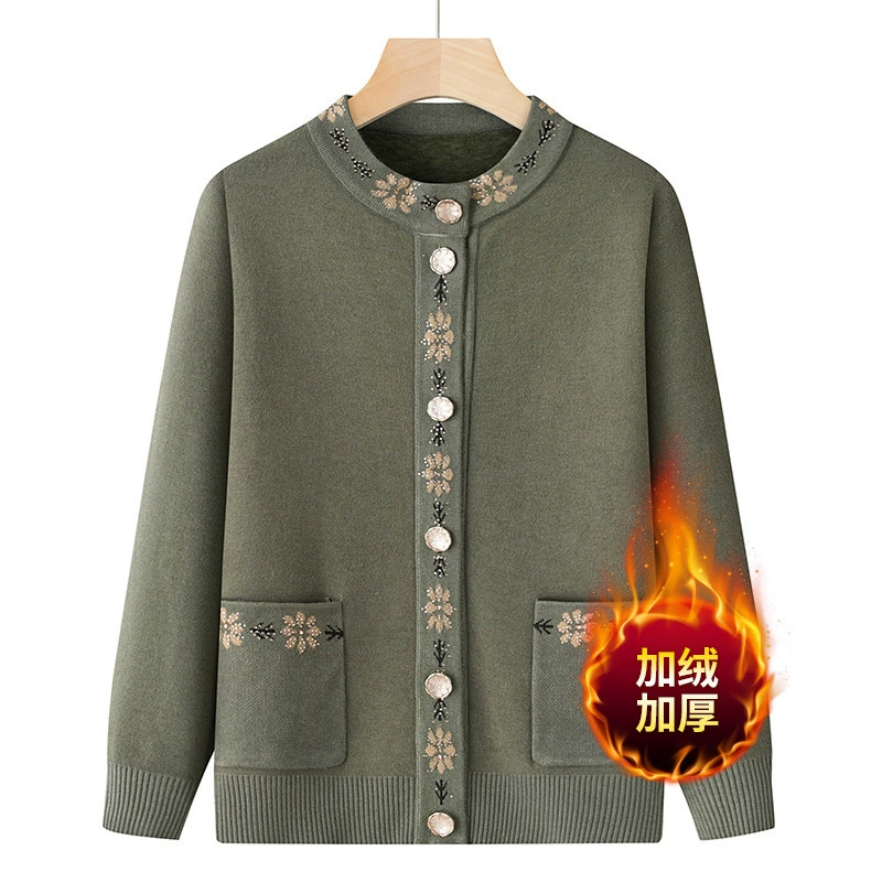 Пожилые женщины бабушки плюшевые свитера весна и осень мама вязаные куртки осень зимняя одежда пожилой топ