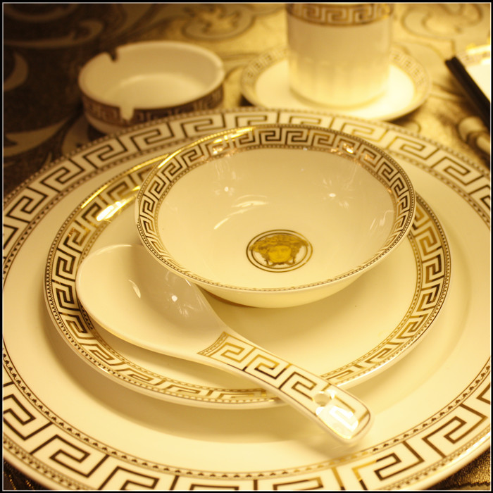 Hotel Kitchen Catering Plate Ceramic Dish Bowl Star Hotel Luxury Hotel Box Bone China Tableware Table Set