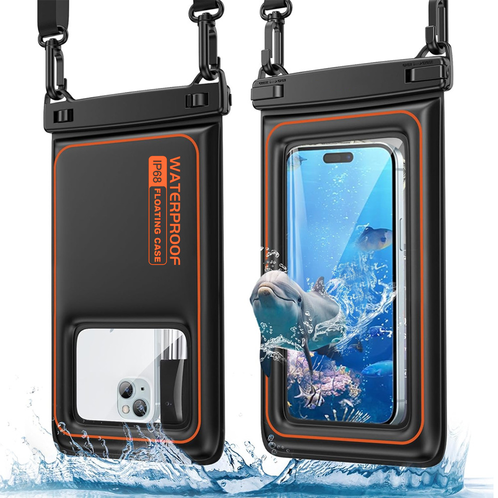 Cross-border New Double Hook Sponge Mobile Phone Waterproof Case Outdoor Swimming Drifting Diving Touchscreen Floating Waterproof Bag