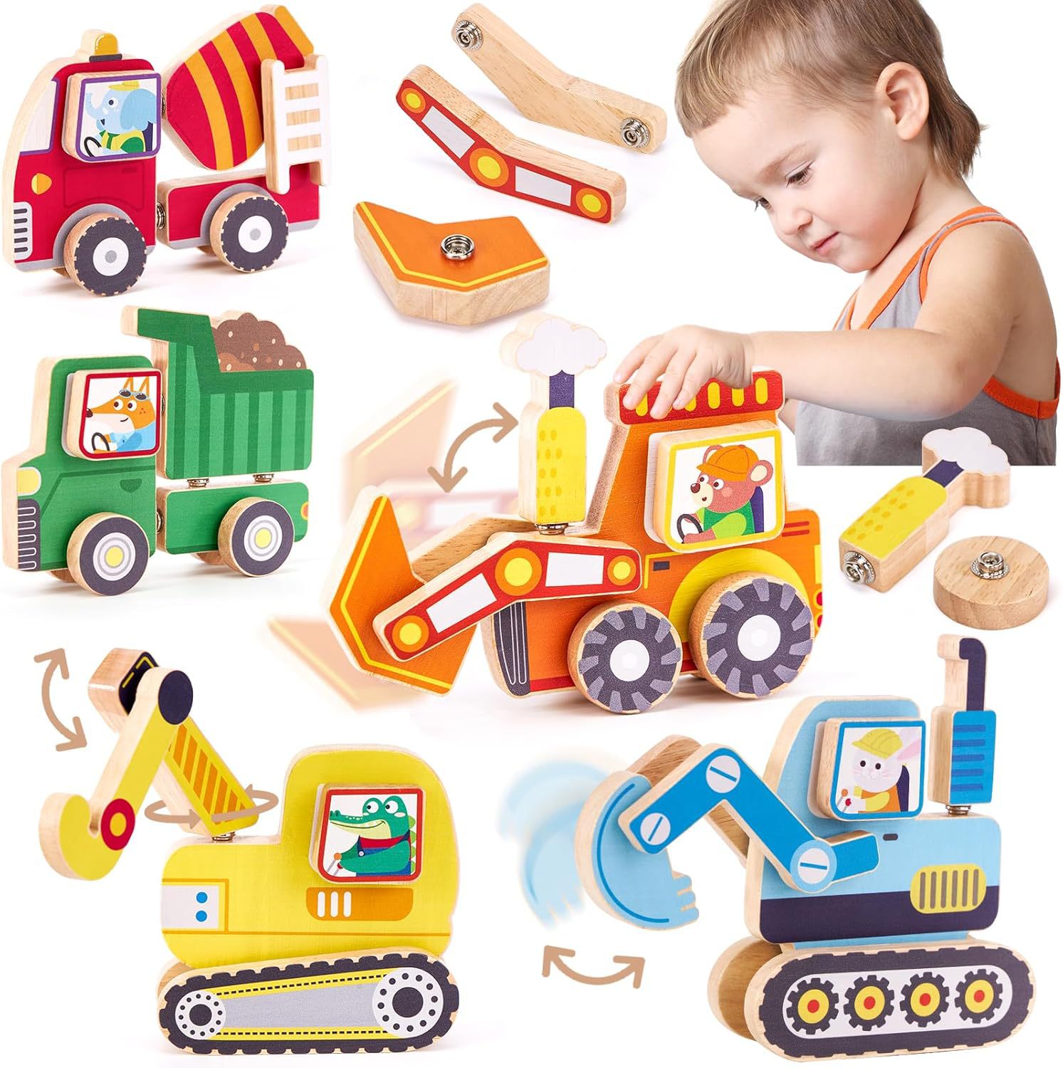 Puzzles para niños de jardín de infantes, iluminación, educación temprana, dibujos animados cognitivos, rompecabezas de autos, tablero de agarre cognitivo, rompecabezas tridimensional de madera