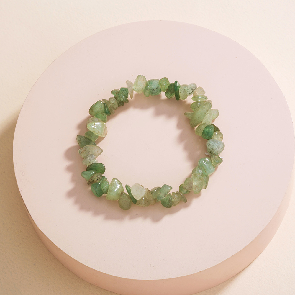 simple light green natural rough stone jewelry elastic bracelet women