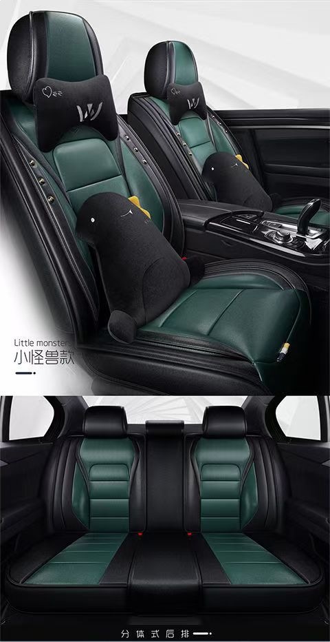 Suitable for New Cartoon Car Seat Cushions, Universal for All Seasons, Fully Enclosed Seat Covers, Wear-Resistant and Dirt-Resistant, Five-Seater Leather Seat Covers