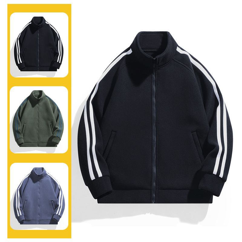 2024秋冬立领卫衣外套男士青年情侣户外单衣摇粒绒春秋开衫外套男