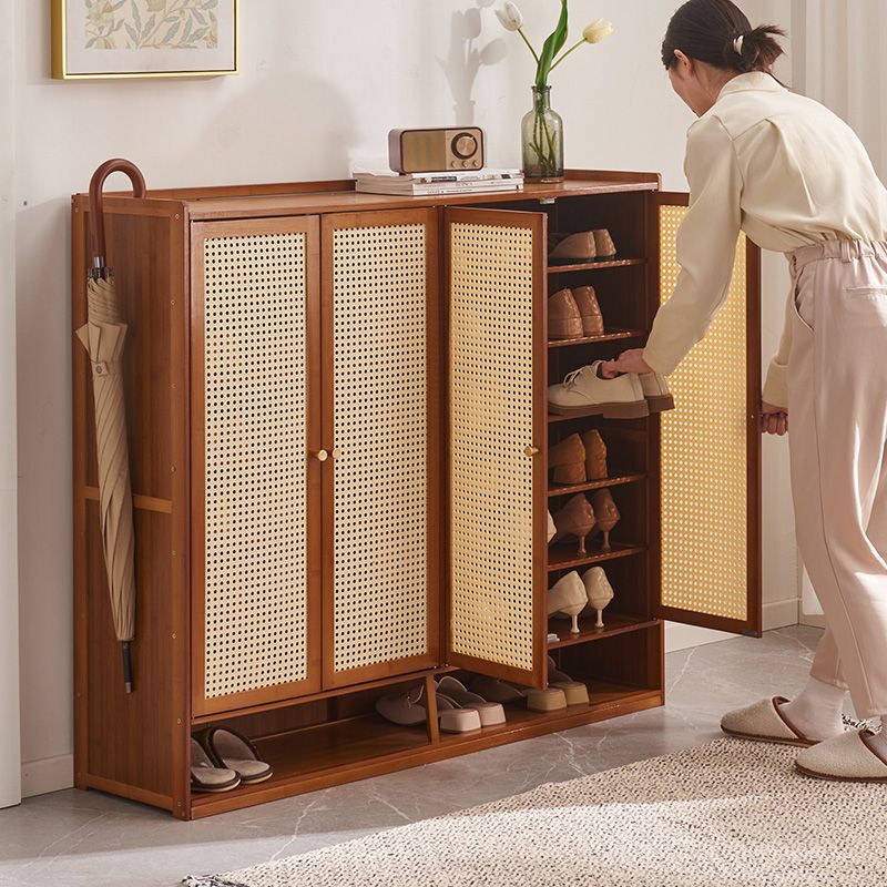 Shoe Rack for Home Entrance Multi-Layer Dust-Proof Shoe Cabinet Indoor Entrance Large-Capacity Storage Solid Wood Simple Shoe Cabinet Bamboo