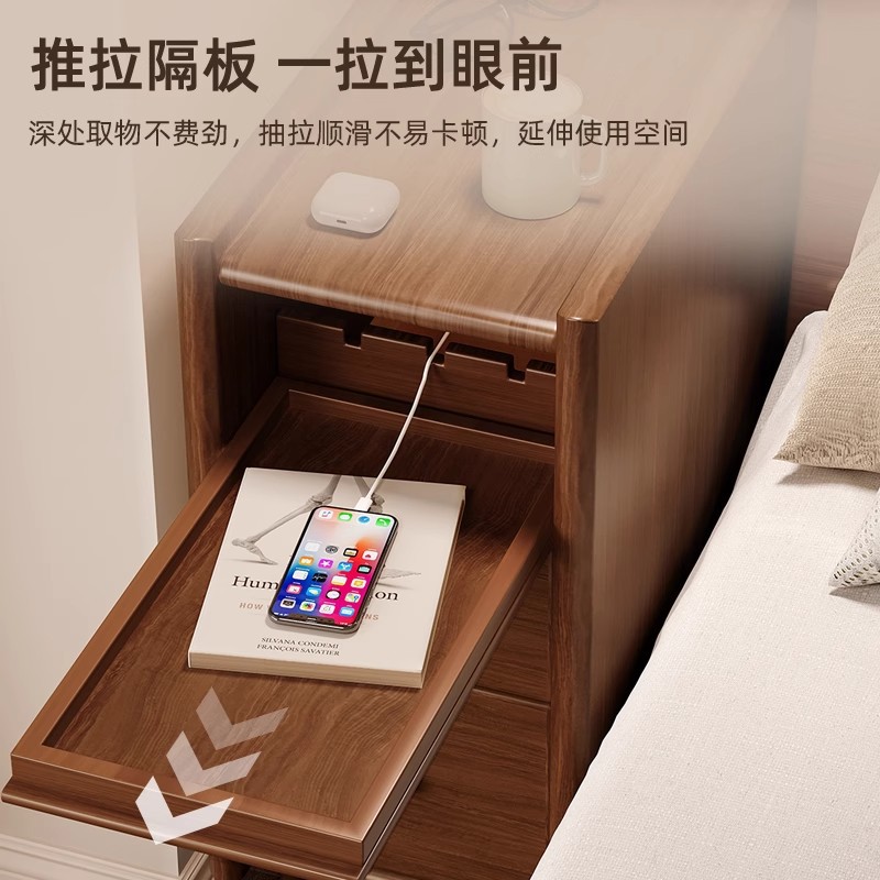 Mesita de noche extremadamente estrecha pequeña ultra estrecha 20cm30 cm lado de la cama armario de almacenamiento con espacio estrecho estante de cabecera de madera maciza