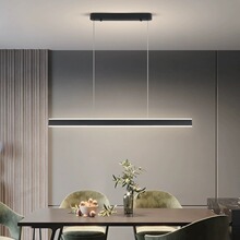 Led长条吊灯上下发光餐厅一字灯现代简约高级感餐桌饭厅吧台灯具