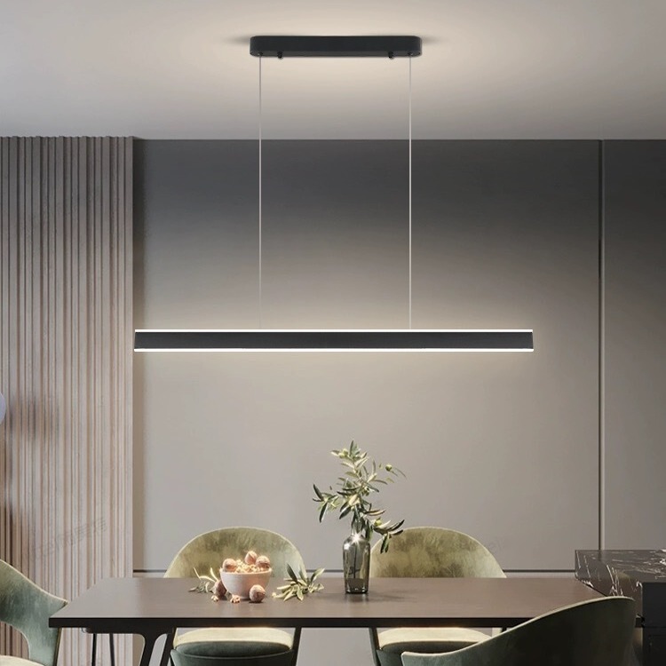 Led long chandelier up and down glowing restaurant one-word lamp modern simple high-level dining table dining room bar lamp