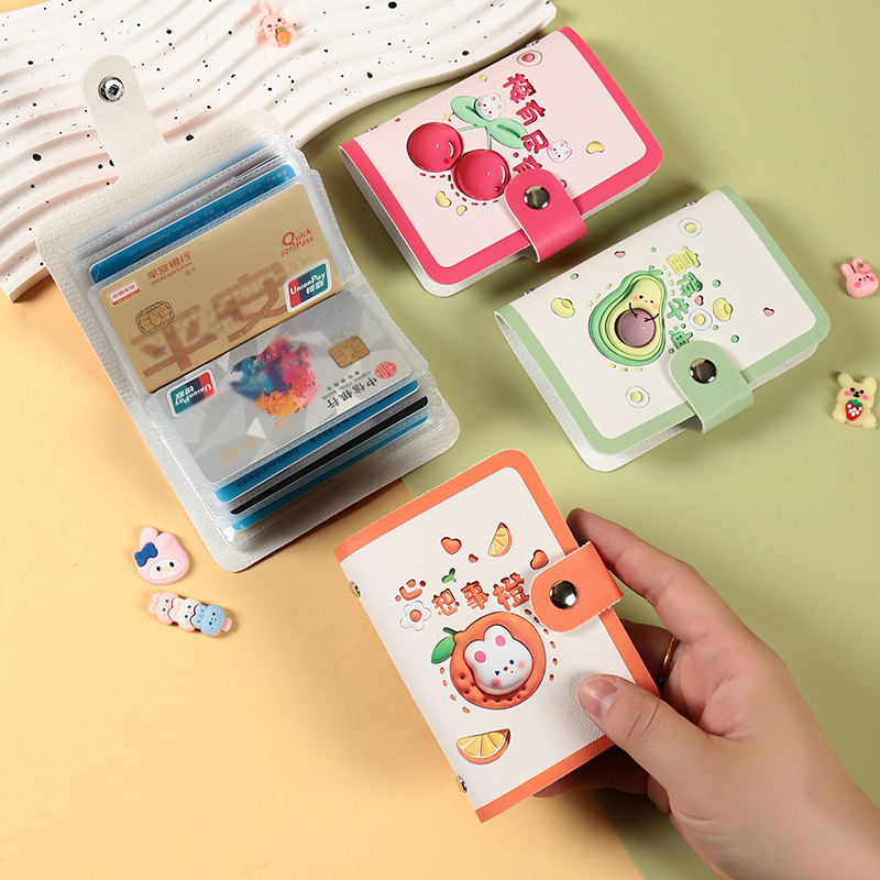 Fábrica directa bolsa de tarjetas de tarjetas de dibujos animados de gran capacidad nueva tarjeta portátil ultra delgada y compacta cubierta de tarjetas antimagnetizadas lindas