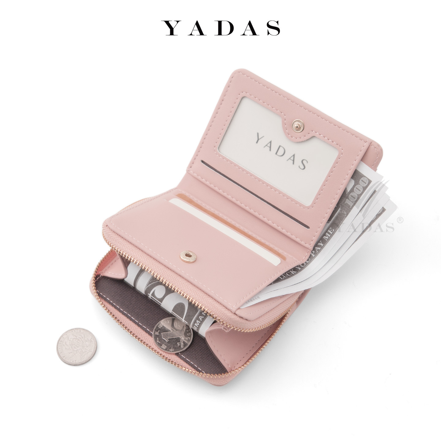 Monedero corto coreano retro ins viento suave billetera pegajosa bolsa de tarjetas bancarias portátiles cremallera bolsa de cambio de línea oscura