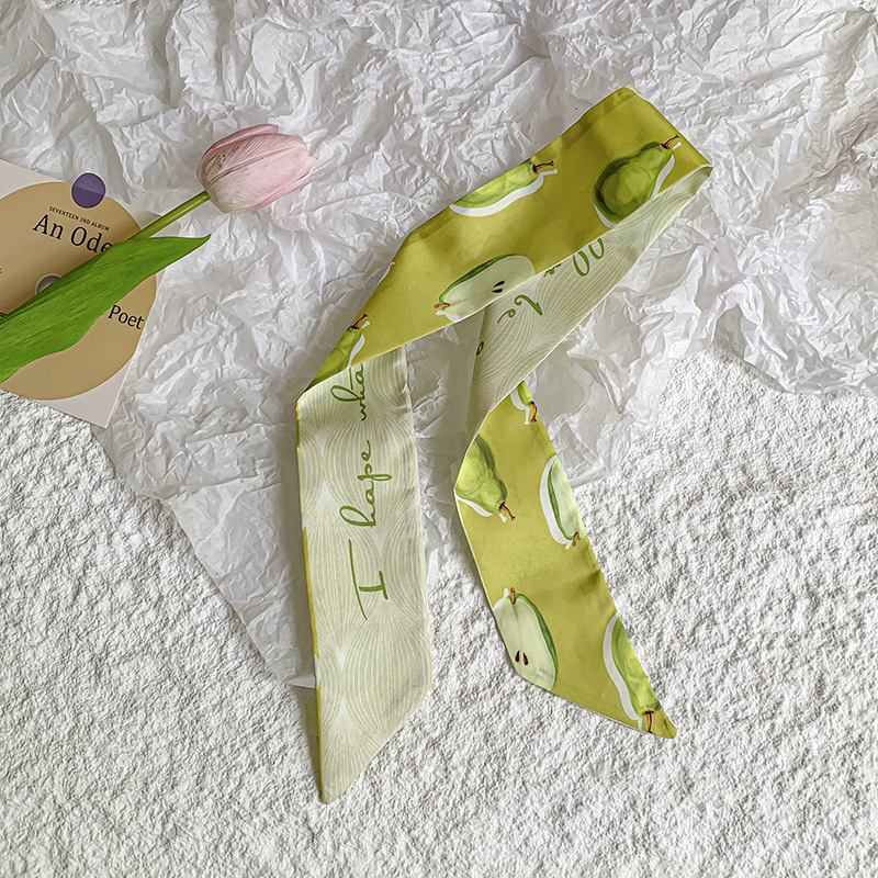 Bufanda de seda, banda larga, sensación de alta calidad, nuevo estilo, cuello, bufanda pequeña, serie de frutas, pañuelo para el cabello, cinta para el cabello