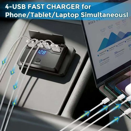 New Car and Bus Modified On-Board Charger with Dual Qc + Dual Pd Digital Display Voltage Meter and Button Switch