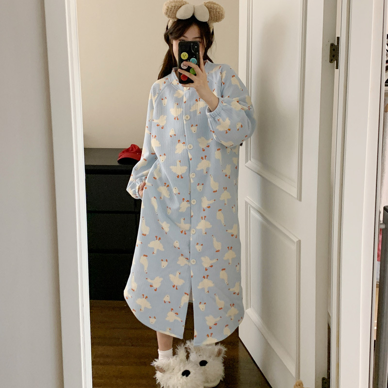 2025 Autumn and Winter Laminated Dress Air Cotton Thickeneded Warm Confinement Skirt Pregnant Women Breastfeeding and Maternity Nightgown 12 2025 Autumn and Winter Laminated Dress Air Cotton Thickeneded Warm Confinement Skirt Pregnant Women Breastfeeding and Maternity Nightgown 12