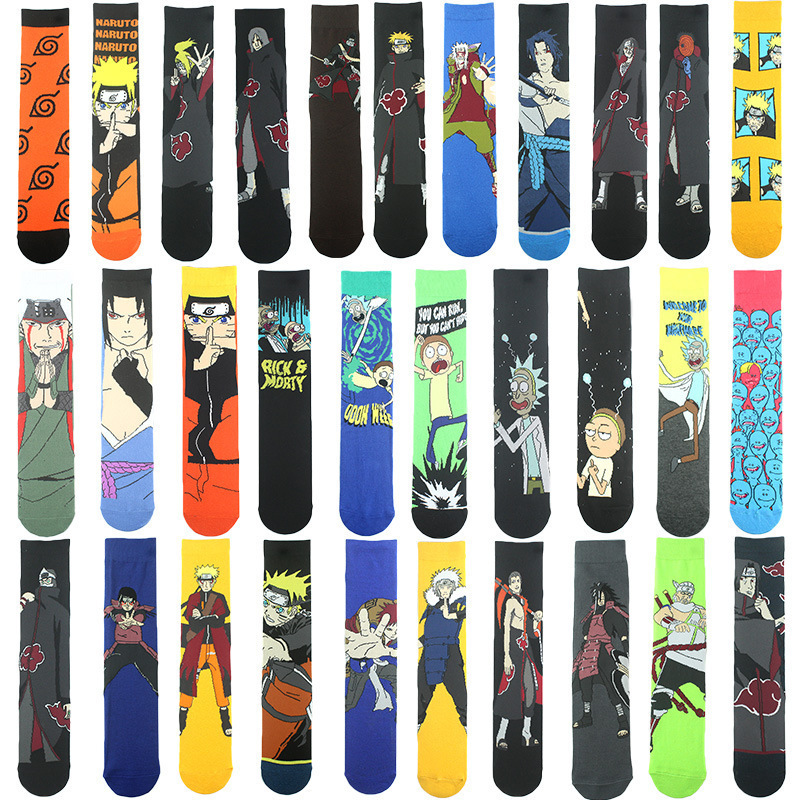 New Cross-Border Trendy Socks Foreign Trade Cotton Cartoon Anime Socks Naruto Sasuke Straight Socks Couple Socks Manufacturer Wholesale