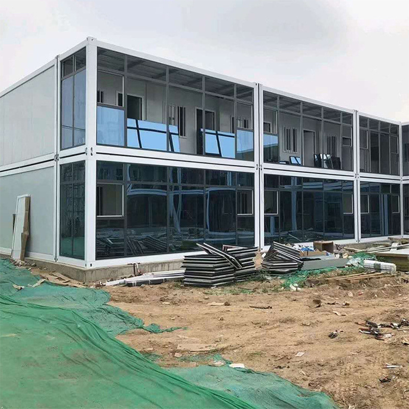 Residente sala de contenedores, sala de embalaje, sala de juntas móvil móvil, edificio de oficinas de vidrio, casa de contenedores de placa de acero de color