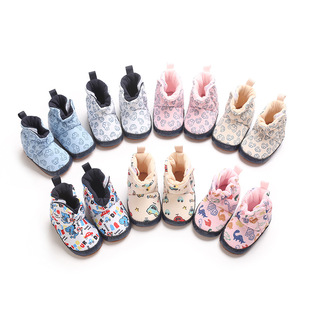 New casual fashion autumn and winter 0-1 years old baby boys and girls cartoon snow boots soft cloth soles toddler shoes