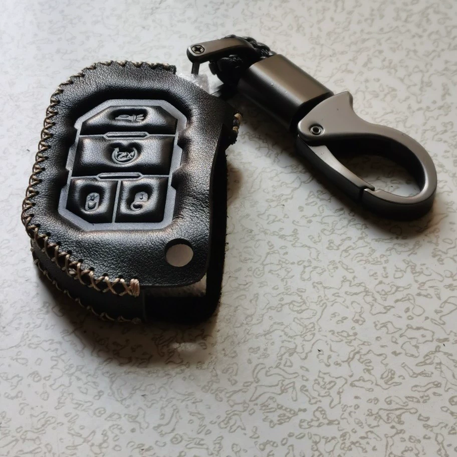 Подходит для Jeep Wrangler J Gladiator JT JLU 4-кнопочный брелок, защитный чехол, автомобильная кожаная сумка для ключей