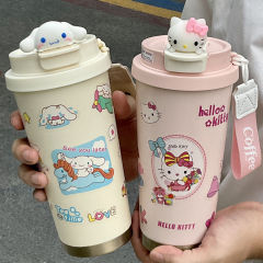 316ステンレス保温カップ韓系高颜値アニメktストローコーヒーカップ大容量ダブル飲料カップクロスボーダー