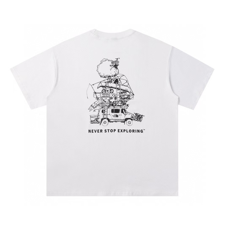 NTノースフェイスの純綿Tシャツの正しいバージョン、男性と女性用、カップル向けの同じスタイル、トレンディなプリント、幅広で多用途、カジュアル半袖|undefined